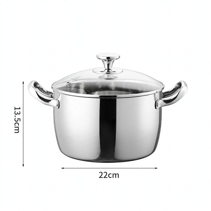 Stainless Steel Soup Pot 24 cm with Glass Lid