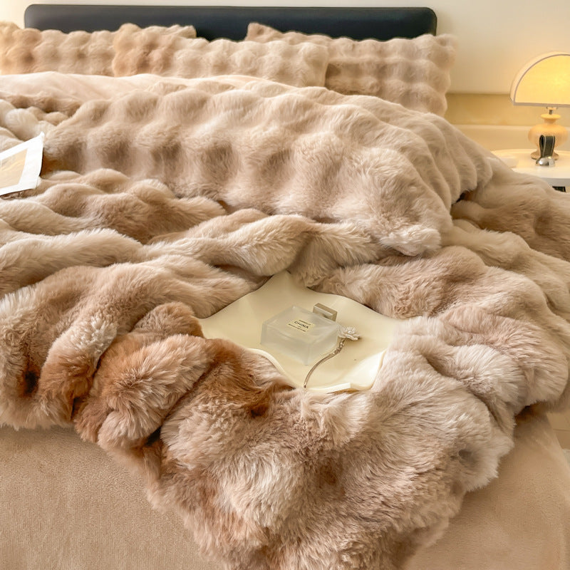 Winter bedding set made of milk fiber fleece, extra thick
