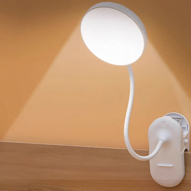 Rechargeable LED clip lamp for studying and reading