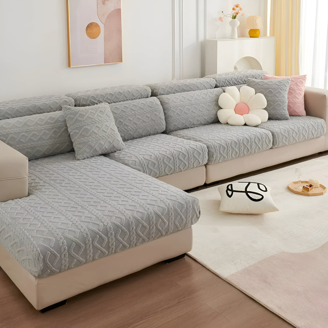 Samt-Sofa cover with diamond pattern – Soft & Luxurious | Perfect fit for any couch | Stornfield