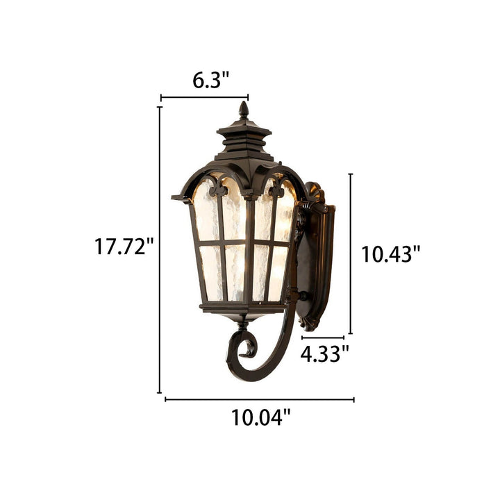 European Retro Glass Aluminum Lantern Outdoor Waterproof 1-Light Wall Sconce Lamp | Stornfield