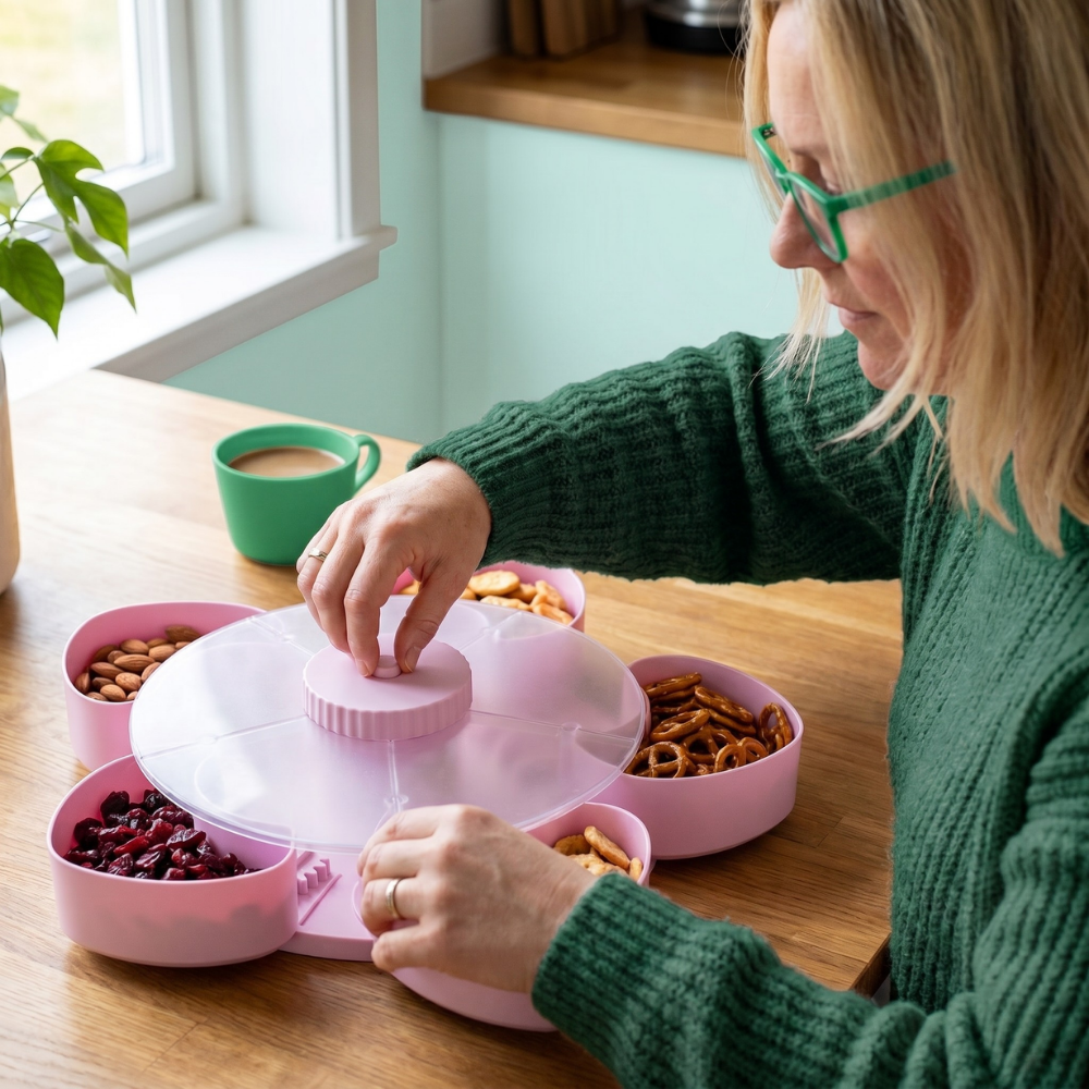 ServeSpin rotating tray with compartments | Stornfield