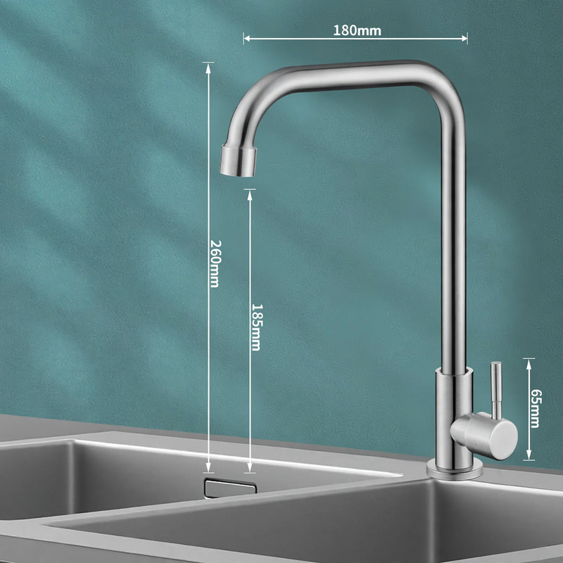 Stainless steel kitchen faucet, mixing or cold water