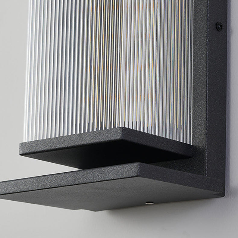 Modern Minimalist Waterproof Rectangular Stainless Steel Acrylic LED Wall Sconce Lamp For Outdoor Patio | Stornfield