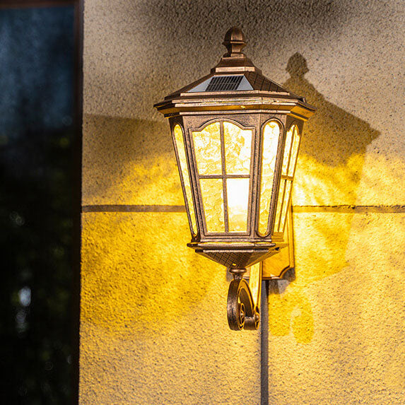 European Solar Outdoor Lantern Aluminum Glass Waterproof 1-Light Wall Sconce Lamp | Stornfield