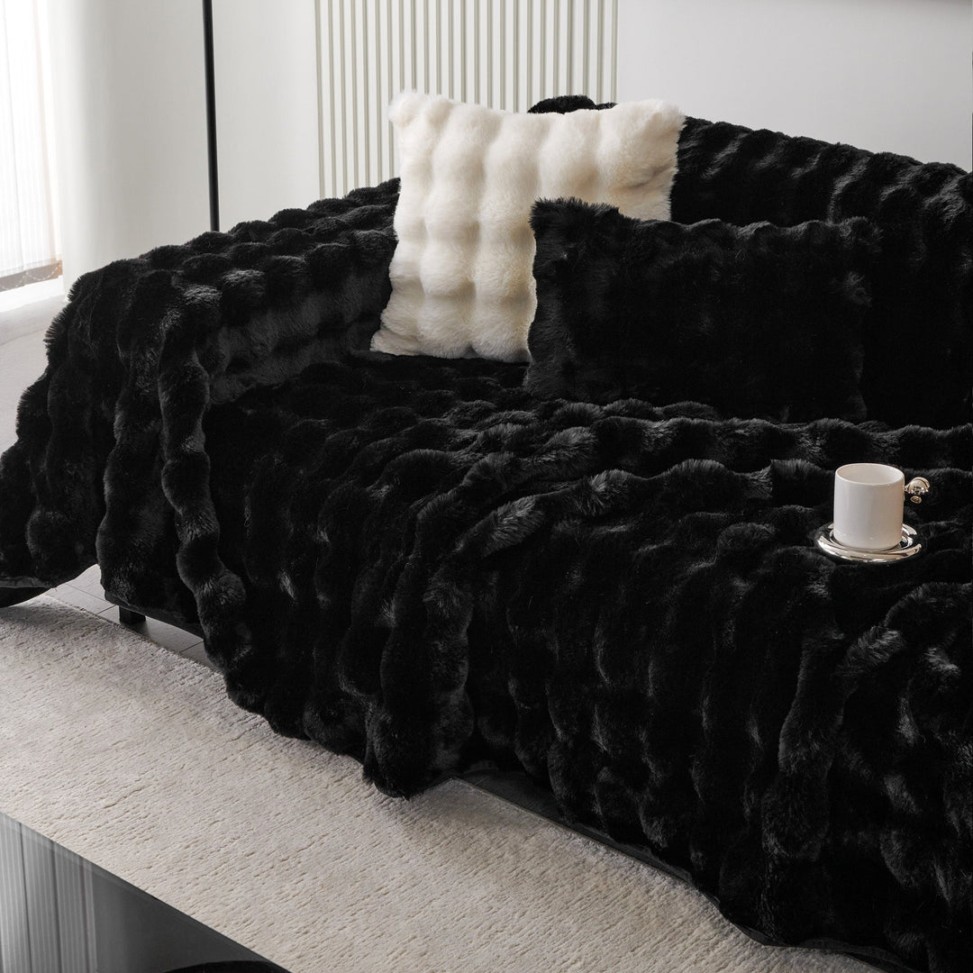 Luxe Ripple Faux Fur Sofa Cover - Modern, Stylish & Durable Sofa Protection | Stornfield