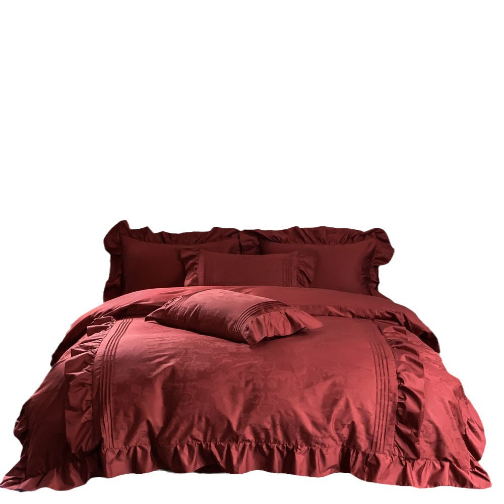 Satin bedding set made from long-staple cotton, geometric