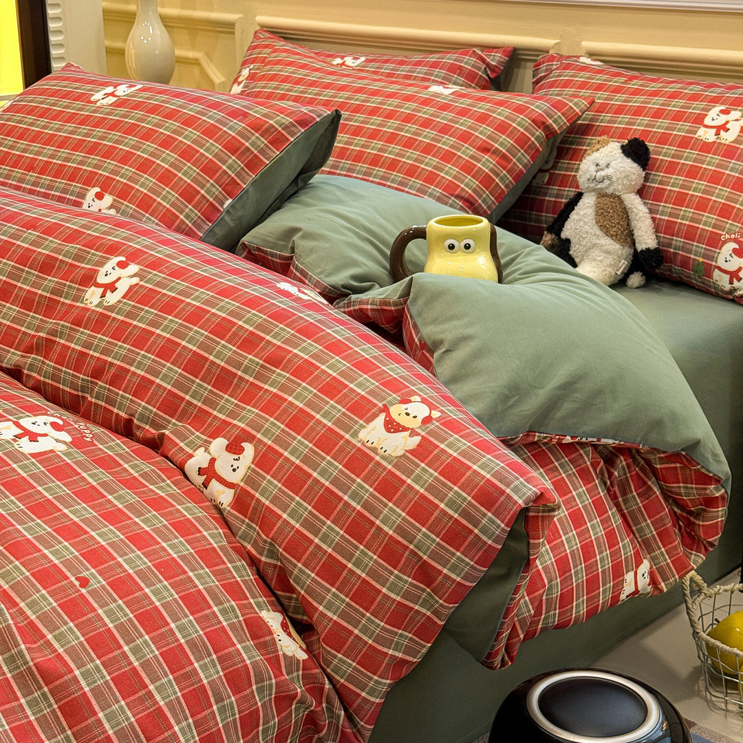 Brushed cotton bedding set for winter