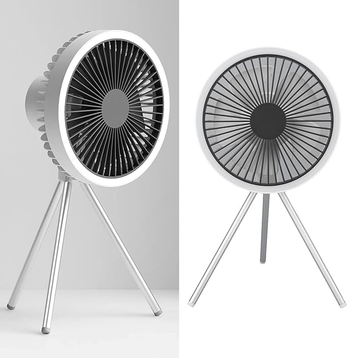 Rechargeable 10,000mAh Camping Fan with LED Lighting and Power Bank | Stornfield