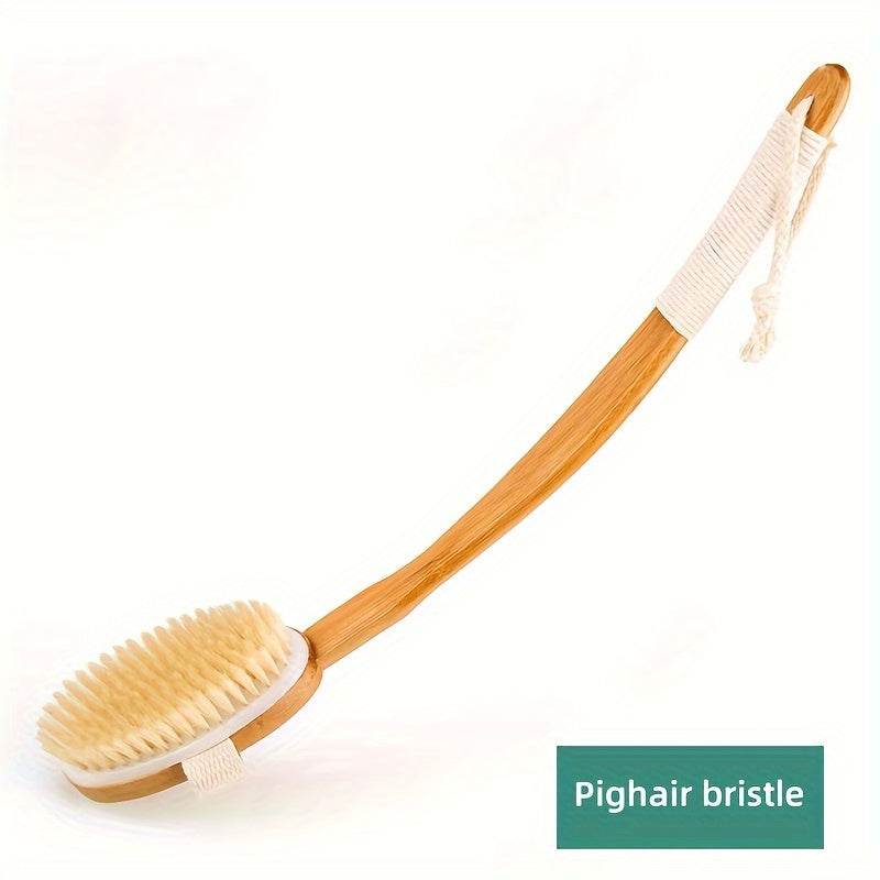 Stornfield | Boar Bristle Back Scrubber - Long Wooden Handle Bath Sponge Brush, Soft Natural Bristles for Back Cleaning