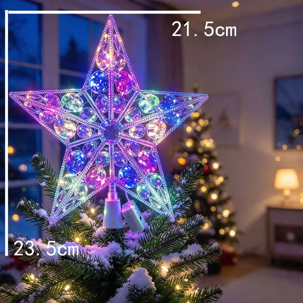 Illuminated Christmas tree topper star made of PVC