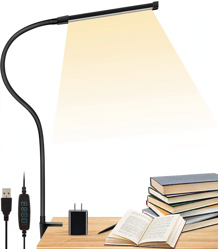 LED clamp lamp with long arm, 60 cm