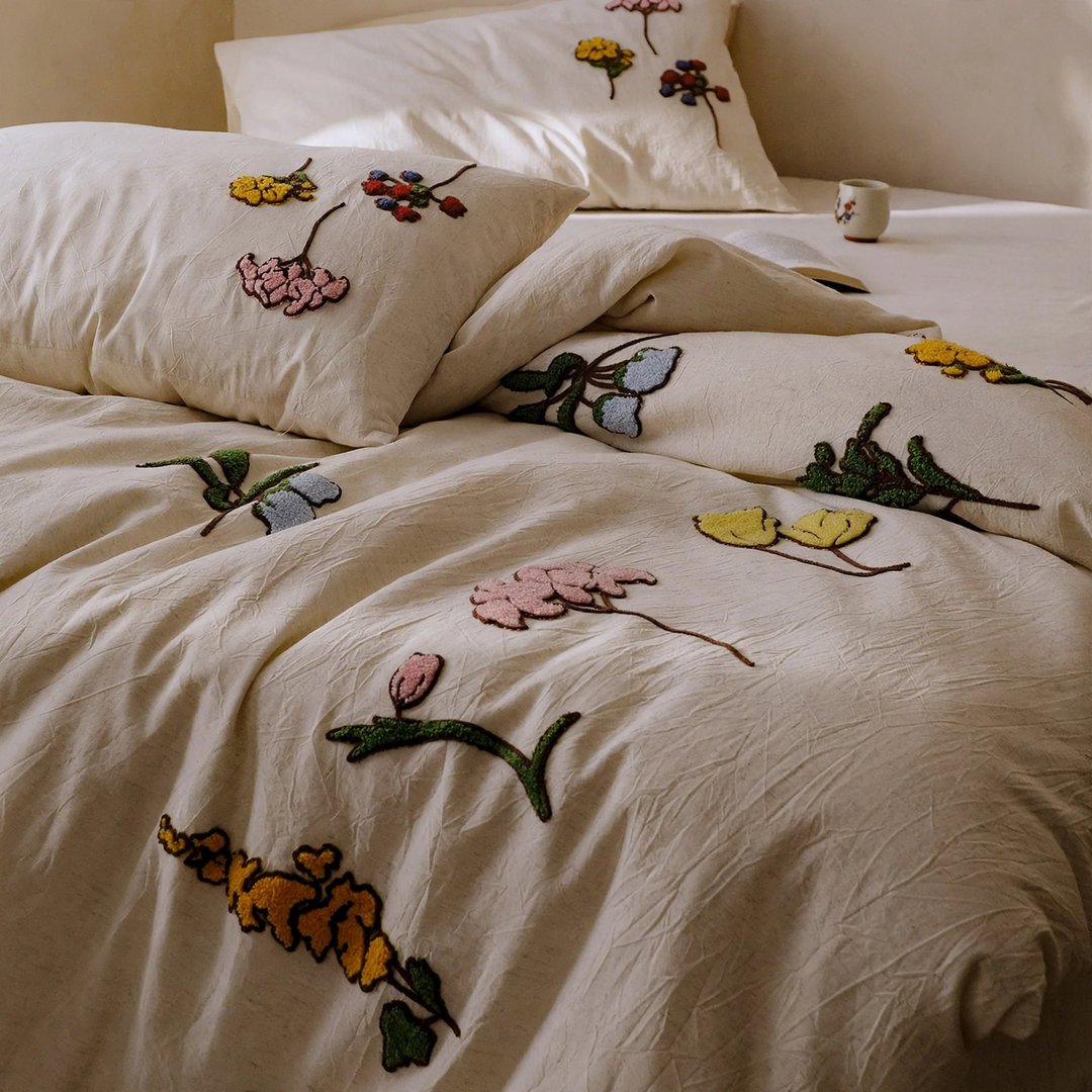 Bedding set made of cotton and linen, 4-piece