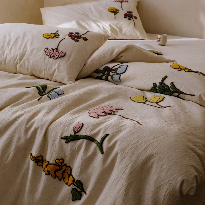 Bedding set made of cotton and linen, 4-piece