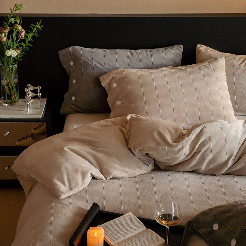Milk fiber fleece bedding set, double-sided