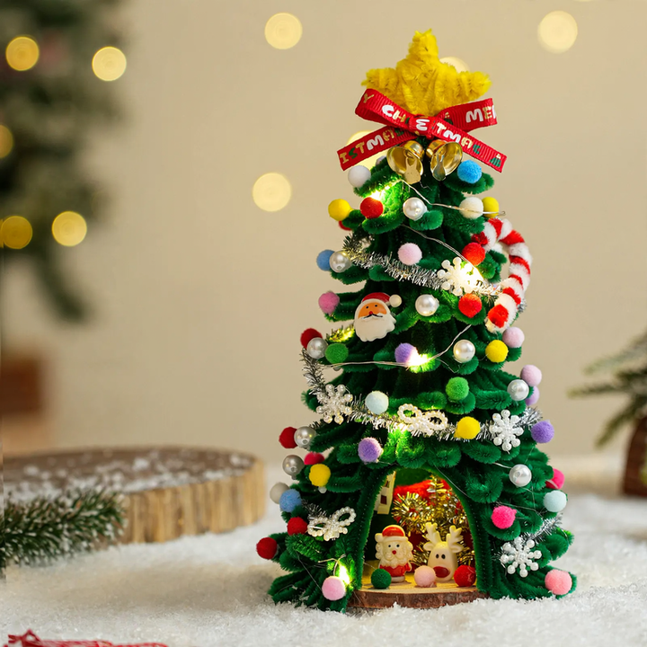 DIY Christmas Tree Set made of wood, 12x28 cm