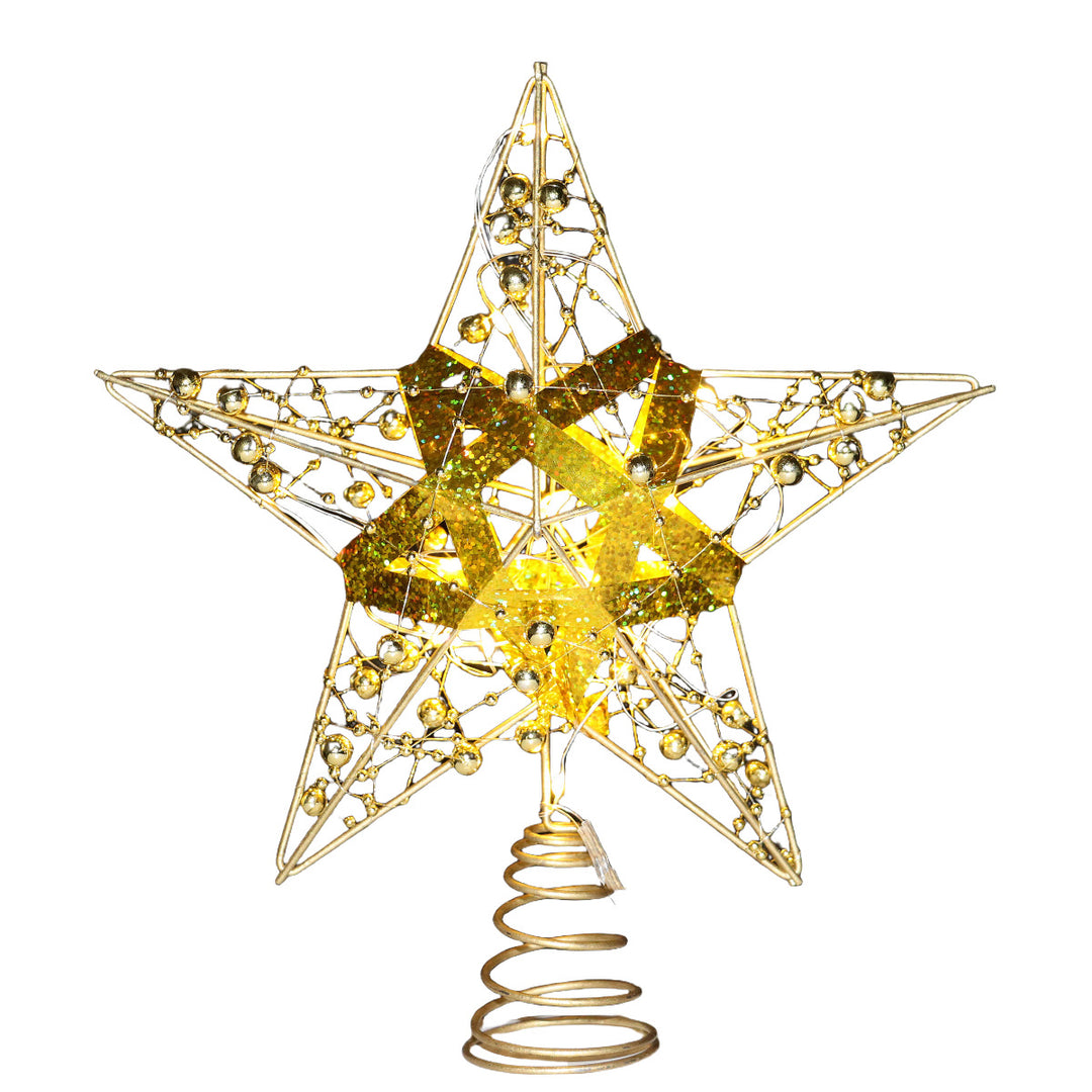 Christmas tree star top made of iron, illuminated