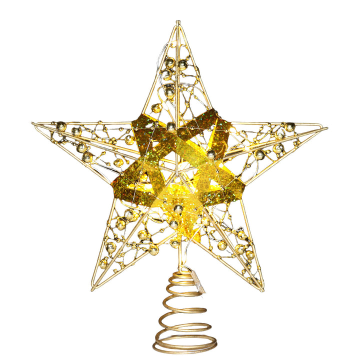 Christmas tree star top made of iron, illuminated
