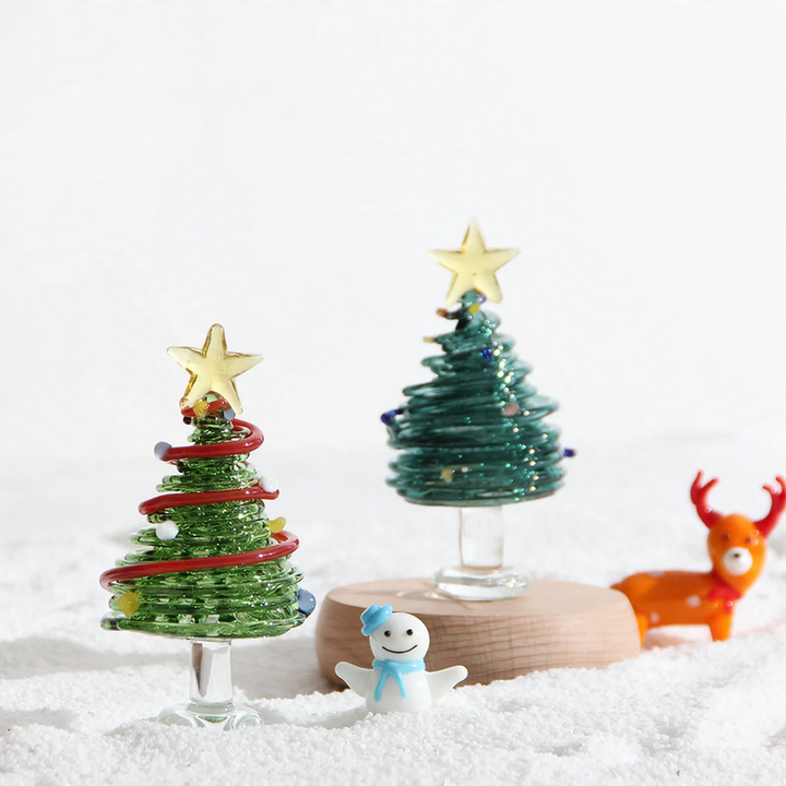 Glass Christmas tree, 8.5 cm, handcrafted decoration