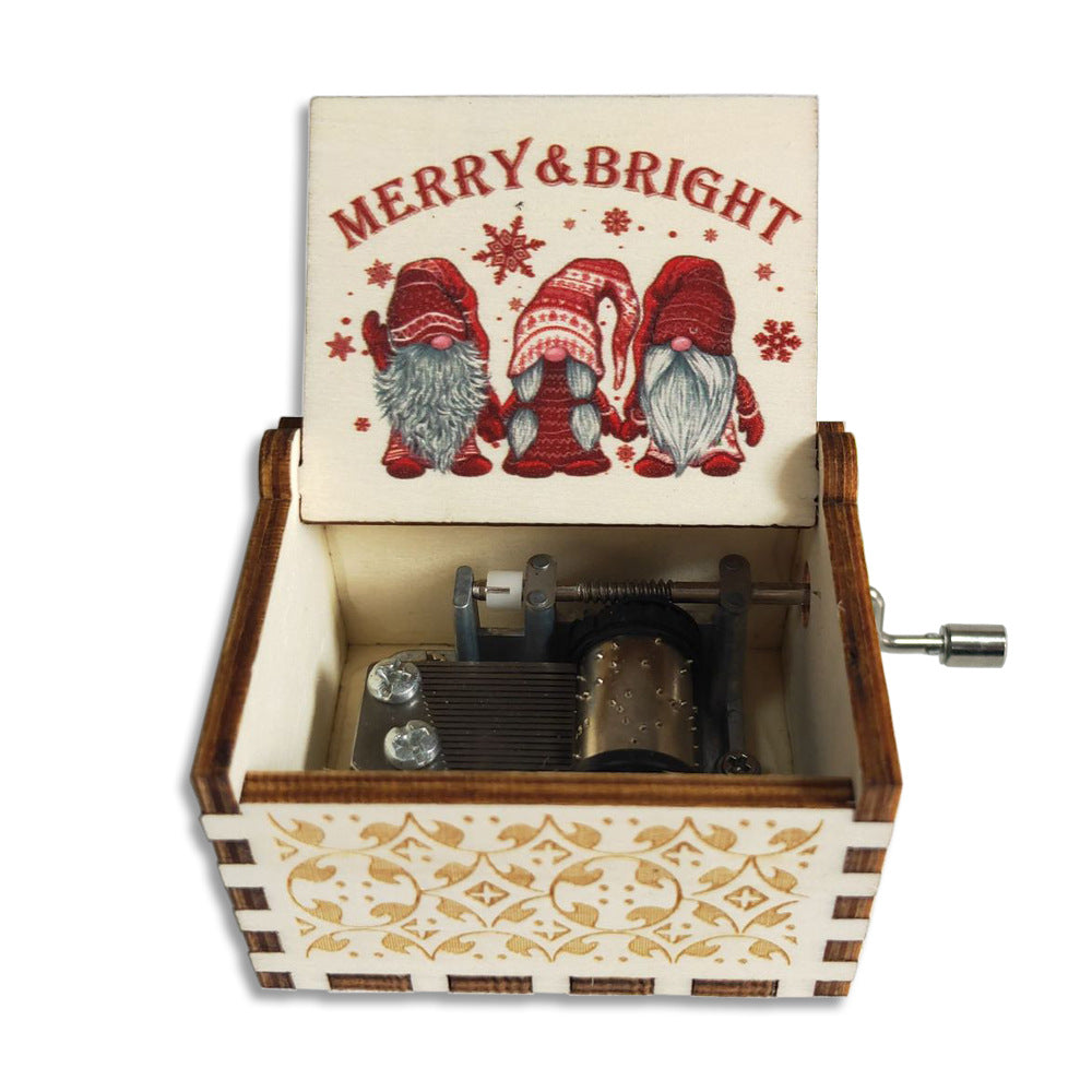 Decorative music box made of wood with engraving