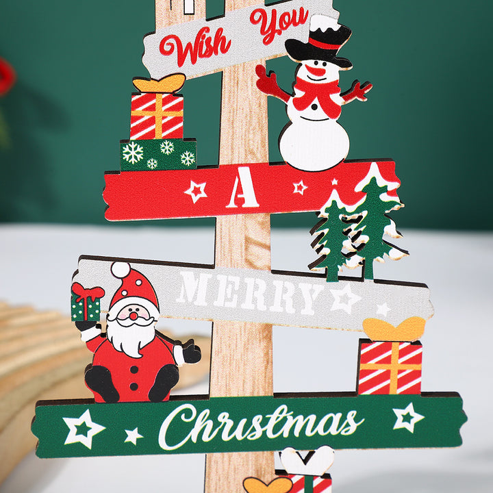 Christmas wooden table decoration with inscription