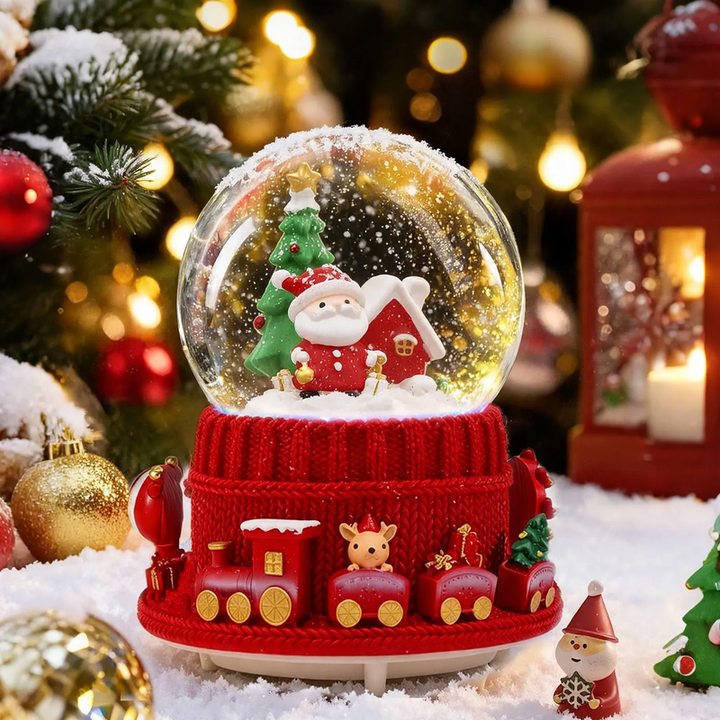 Christmas snow globe with light and music