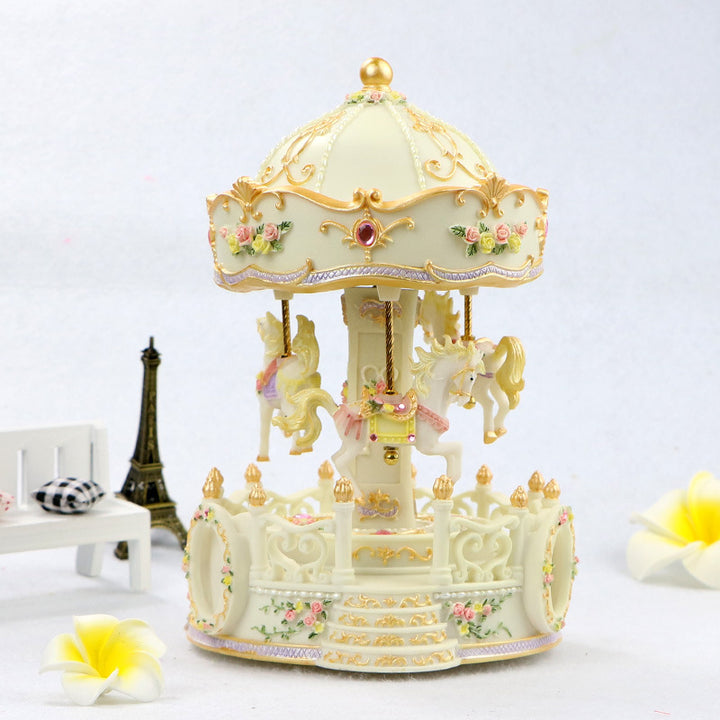 Miniature carousel music box made of resin