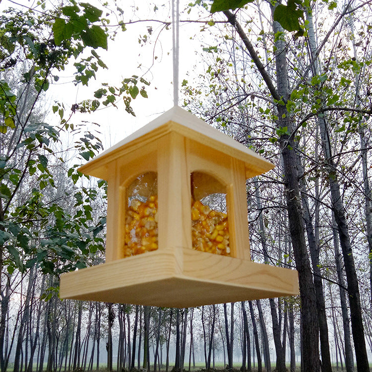 Wood Bird Feeder Station for Hanging