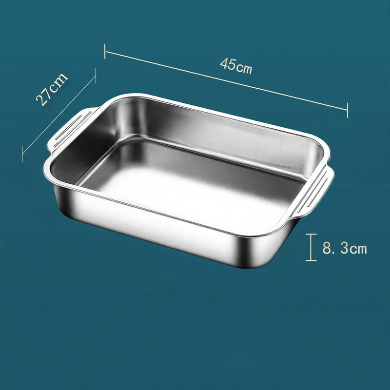 Stainless steel serving tray, square