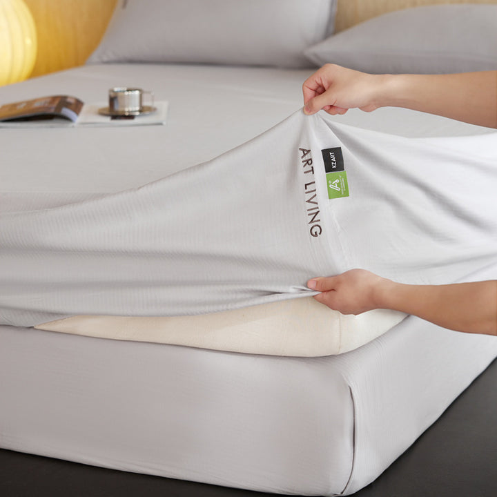 Minimalist Cotton Fitted Sheet Set, Herringbone Pattern