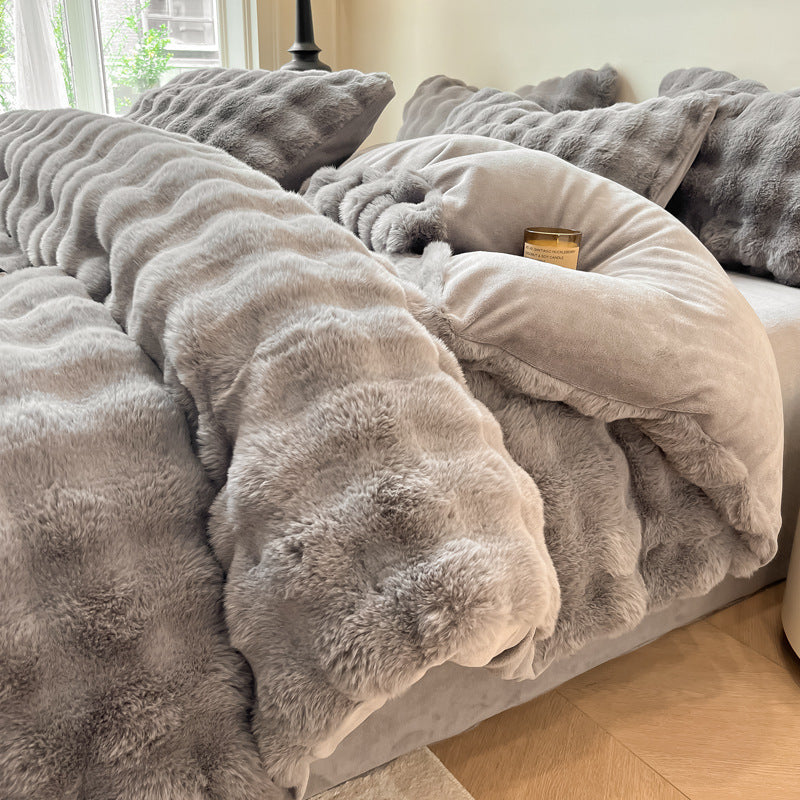 Winter bedding set made of thick milk fiber fleece