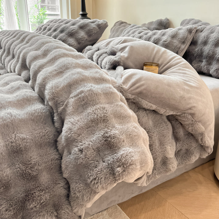 Winter bedding set made of thick milk fiber fleece
