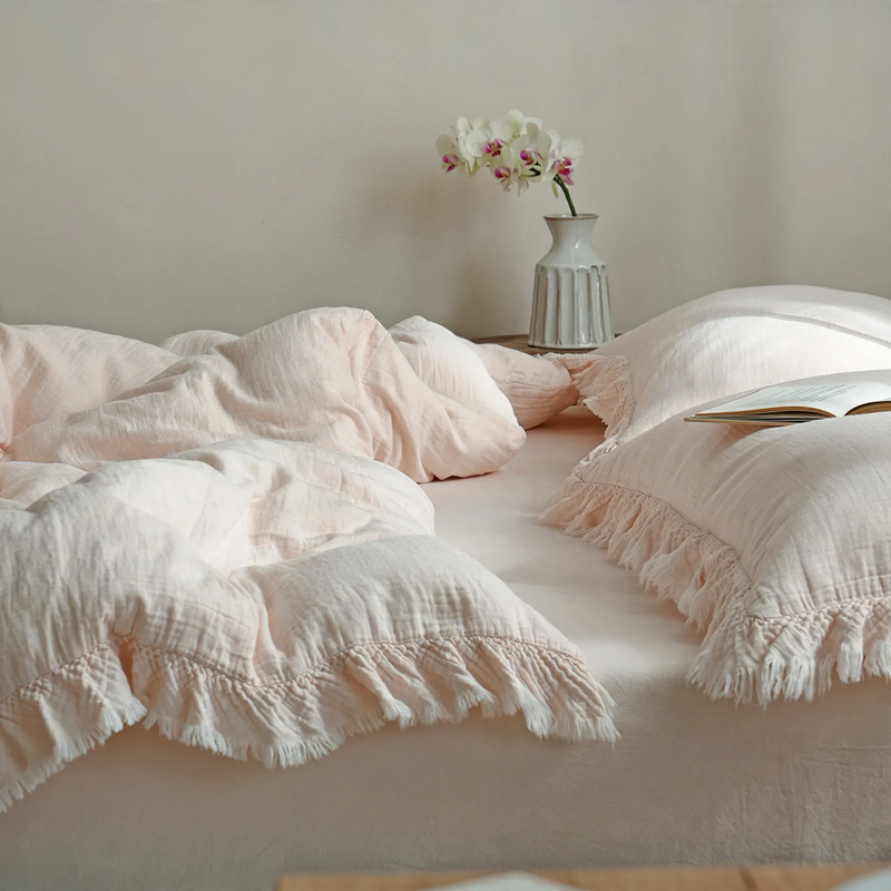 Cotton bedding set, double gaze, French style