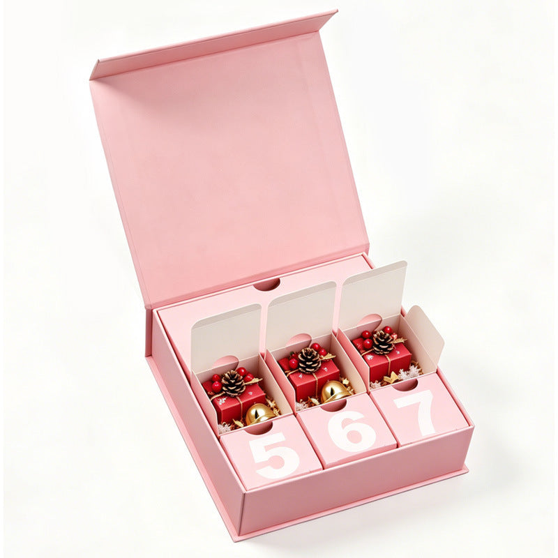 Christmas Advent Calendar Gift Box, 16.5x16.5x5cm