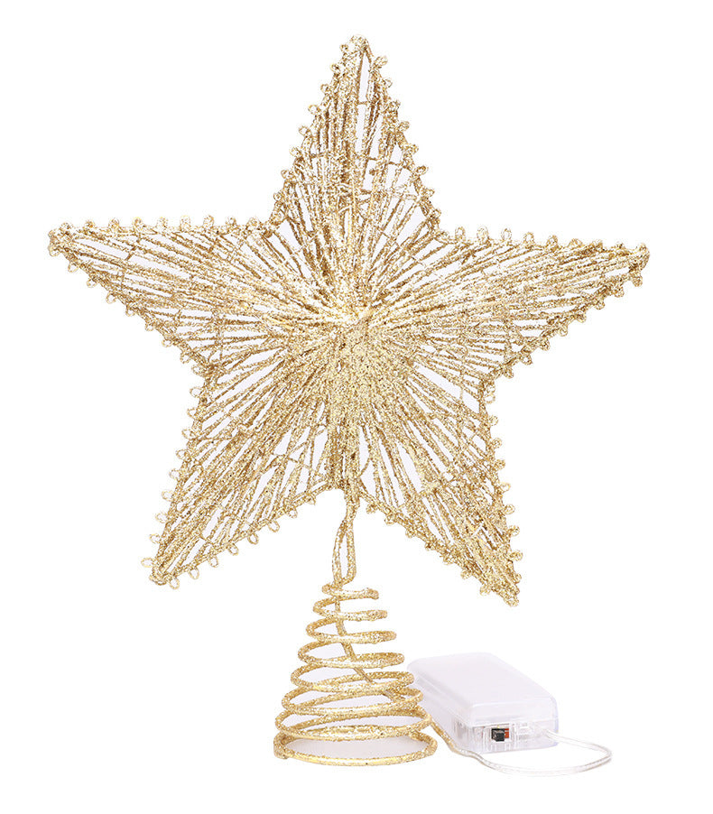Christmas tree top star made of iron with lighting