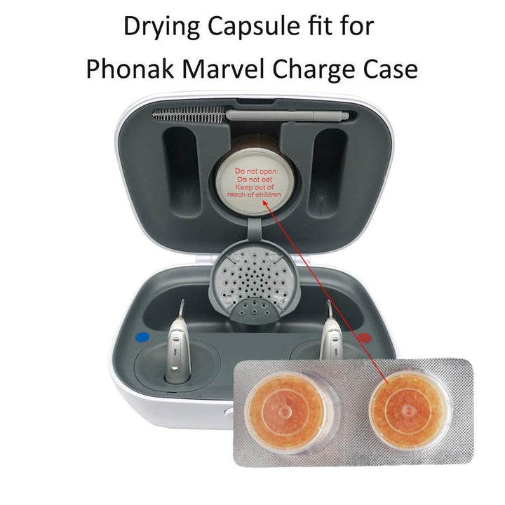 Silicone drying capsules for hearing aids