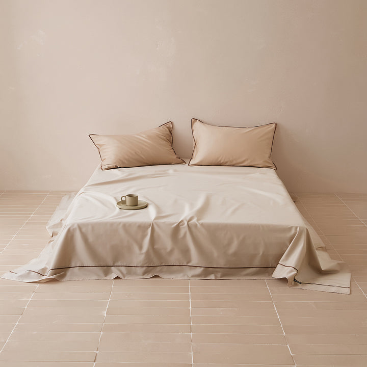 Solid color bed sheet, long staple cotton, satin weave