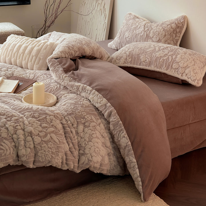Milk fiber fleece duvet cover set, extra warm