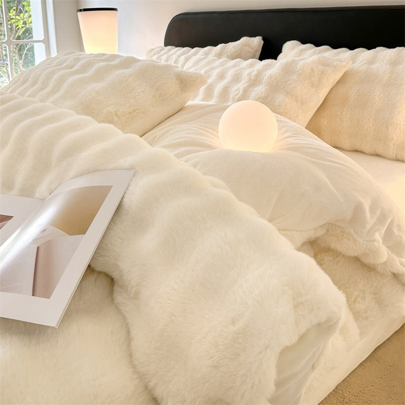 Winter bedding set made of milk fiber fleece, extra thick