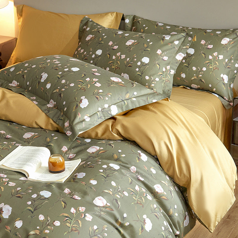 Cotton bedding set, 4-piece, digital print, country style