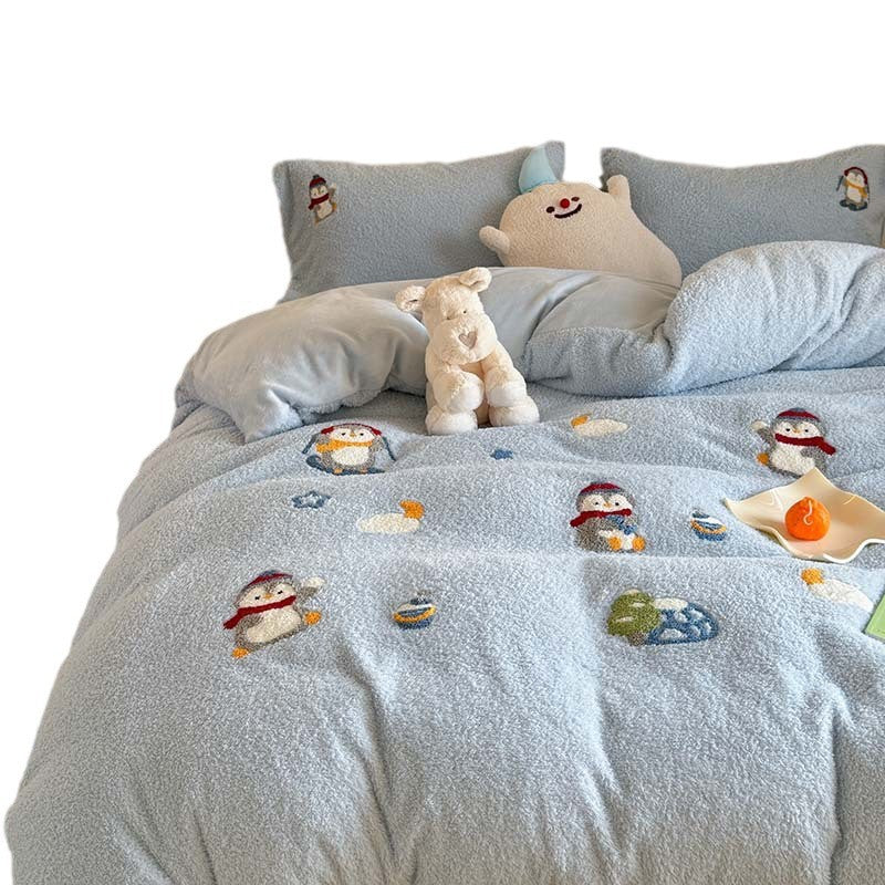 Milk fiber fleece bedding set, teddy look, various sizes
