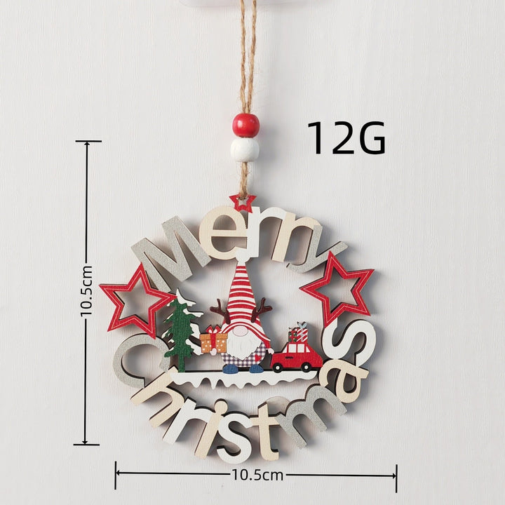Decorative gnome wooden pendant with Christmas motifs