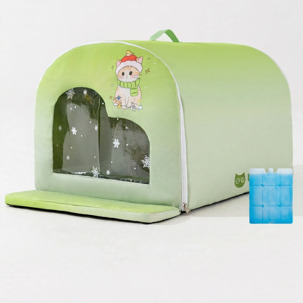 Large cooling igloo for dogs, Oxford fabric, with ice pack