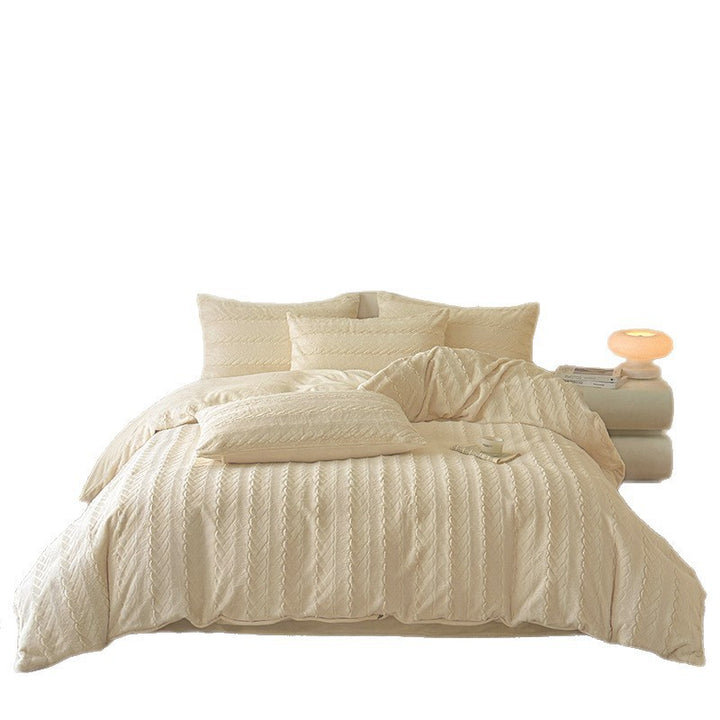 4-piece bedding set, milk fiber fleece, solid color, luxurious