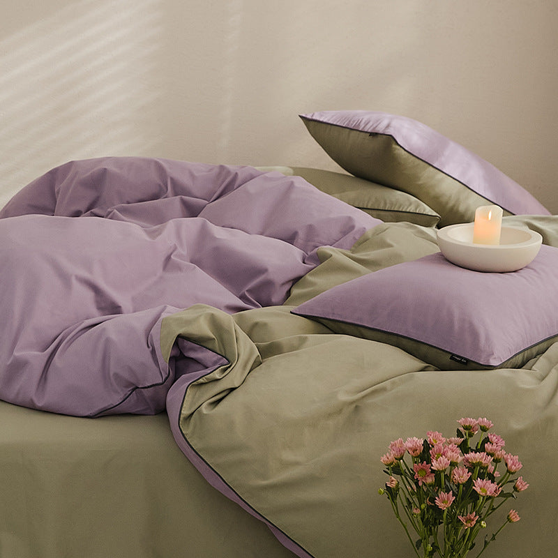 Nordic cotton bedding set, brushed, solid color