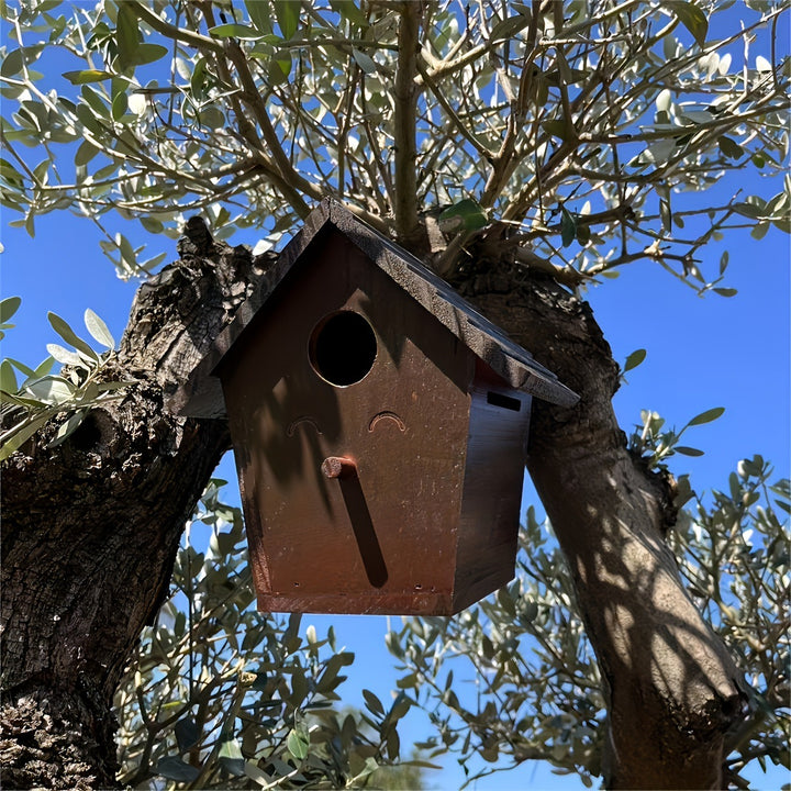 Untreated birdhouse made of solid wood