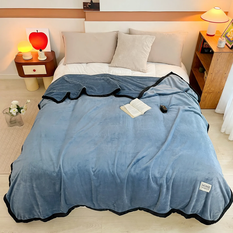 Soft milk fiber fleece throw blanket, solid color