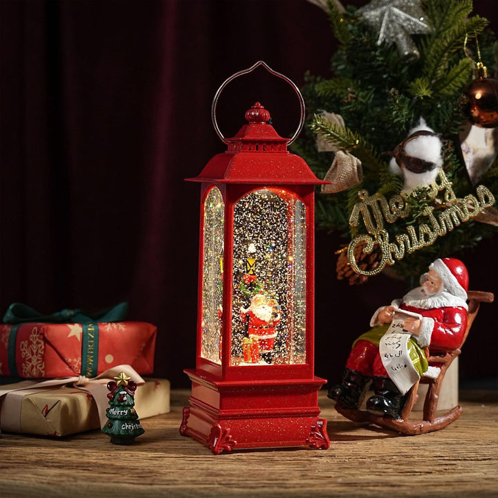 Decorative Christmas Lantern with Snow Effect and Light