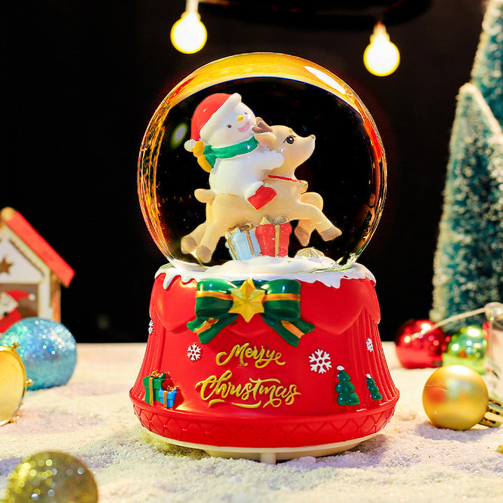 Christmas snow globe with music and light