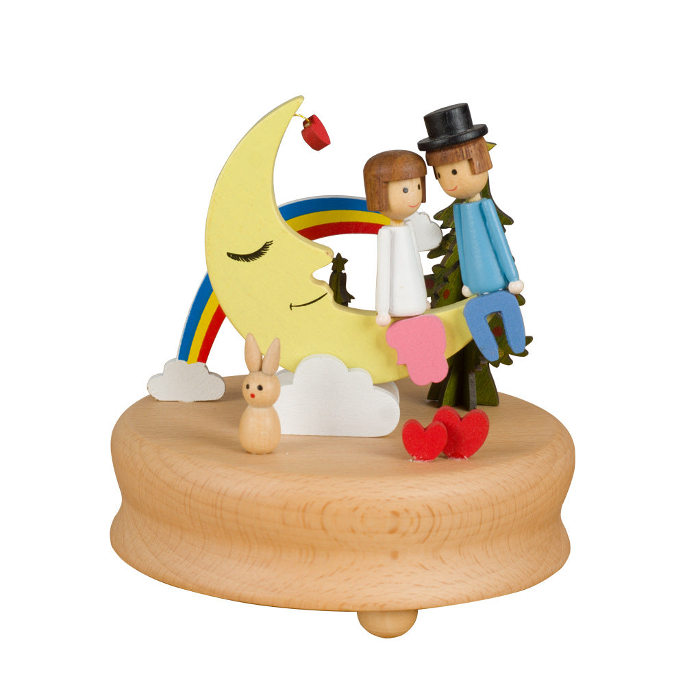 Beech wood music box, European style, 11 cm base